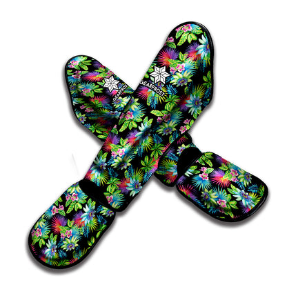 Psychedelic Hawaiian Flower Print Muay Thai Shin Guard