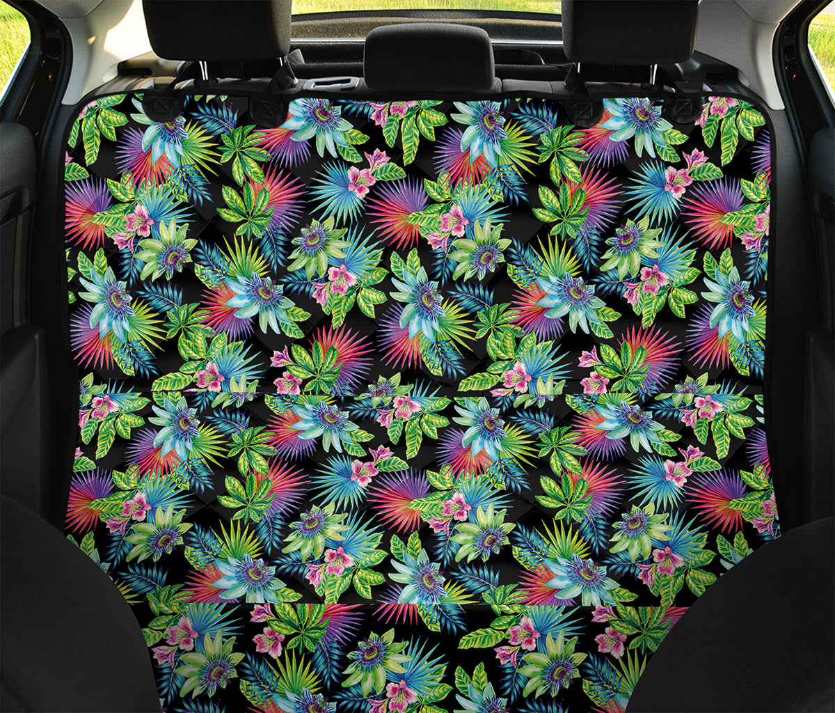 Psychedelic Hawaiian Flower Print Pet Car Back Seat Cover