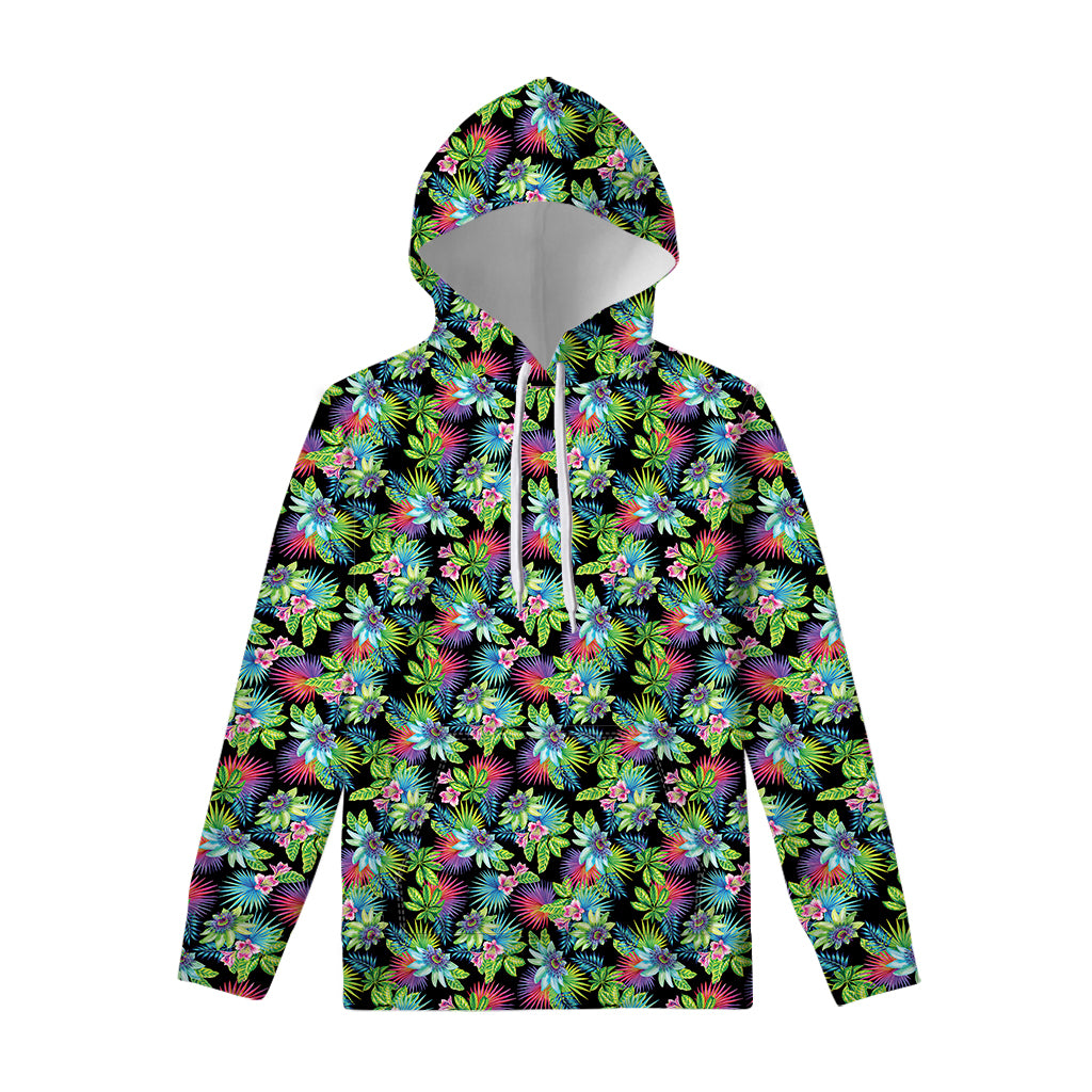 Psychedelic Hawaiian Flower Print Pullover Hoodie