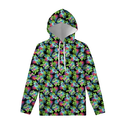 Psychedelic Hawaiian Flower Print Pullover Hoodie