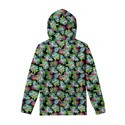 Psychedelic Hawaiian Flower Print Pullover Hoodie