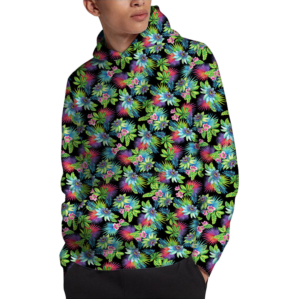 Psychedelic Hawaiian Flower Print Pullover Hoodie