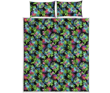 Psychedelic Hawaiian Flower Print Quilt Bed Set