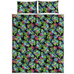 Psychedelic Hawaiian Flower Print Quilt Bed Set