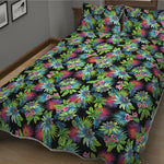 Psychedelic Hawaiian Flower Print Quilt Bed Set