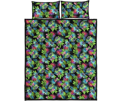 Psychedelic Hawaiian Flower Print Quilt Bed Set