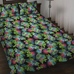 Psychedelic Hawaiian Flower Print Quilt Bed Set