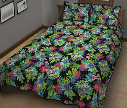 Psychedelic Hawaiian Flower Print Quilt Bed Set