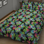 Psychedelic Hawaiian Flower Print Quilt Bed Set