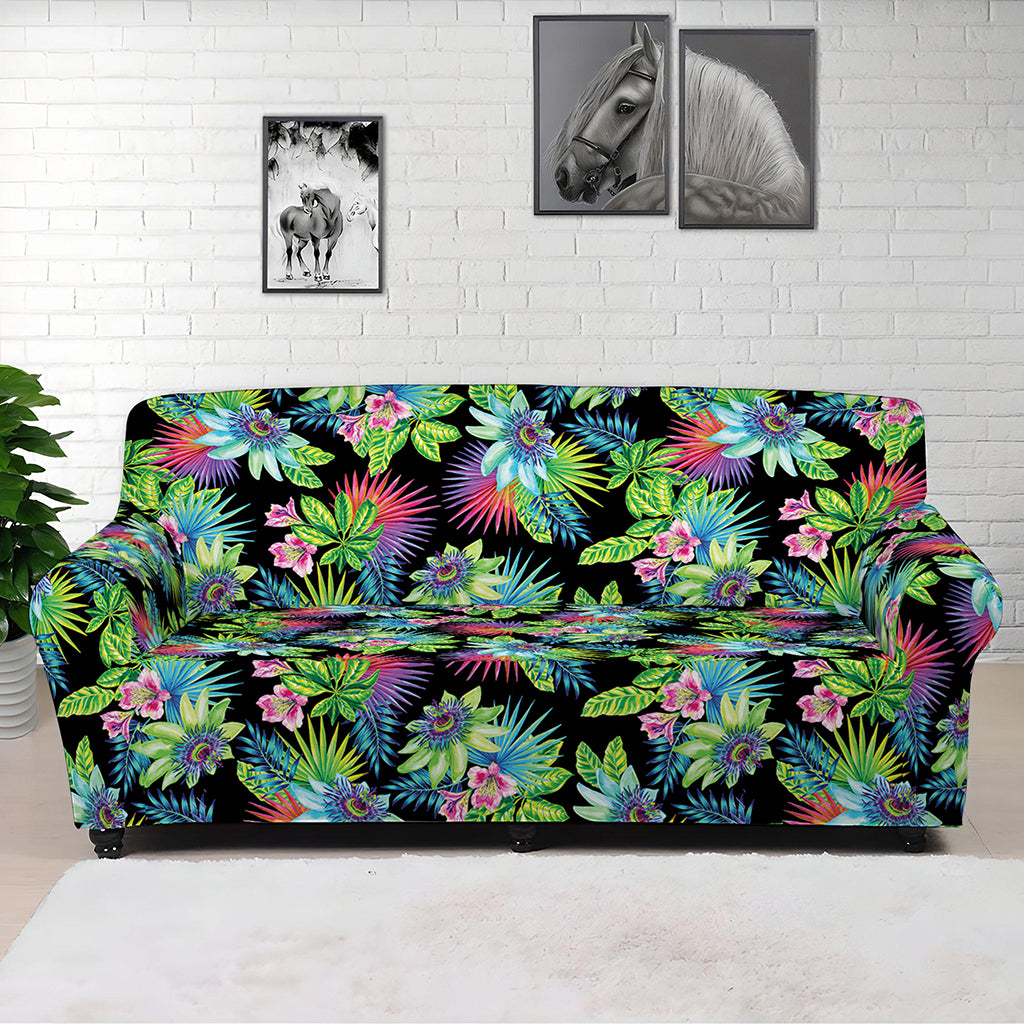 Psychedelic Hawaiian Flower Print Sofa Cover