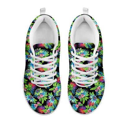 Psychedelic Hawaiian Flower Print White Sneakers