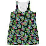Psychedelic Hawaiian Flower Print Women's Racerback Tank Top