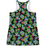 Psychedelic Hawaiian Flower Print Women's Racerback Tank Top