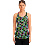 Psychedelic Hawaiian Flower Print Women's Racerback Tank Top
