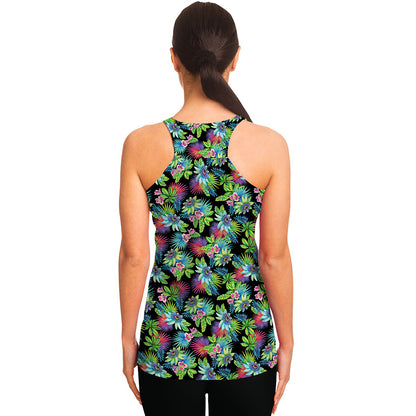 Psychedelic Hawaiian Flower Print Women's Racerback Tank Top