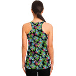 Psychedelic Hawaiian Flower Print Women's Racerback Tank Top