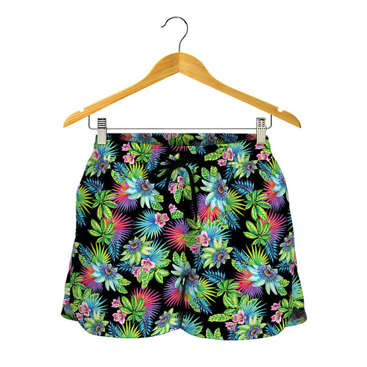 Psychedelic Hawaiian Flower Print Women's Shorts