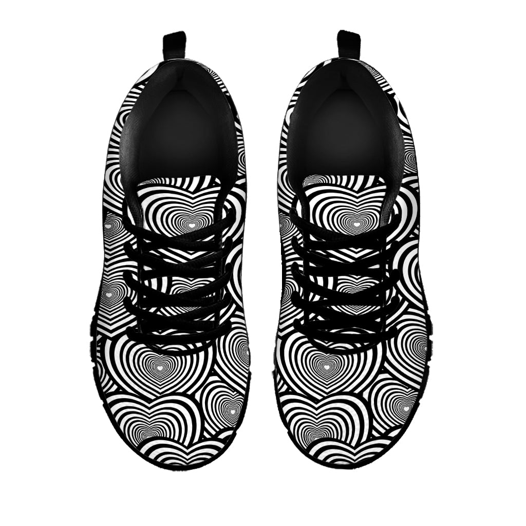 Psychedelic Heart Pattern Print Black Sneakers