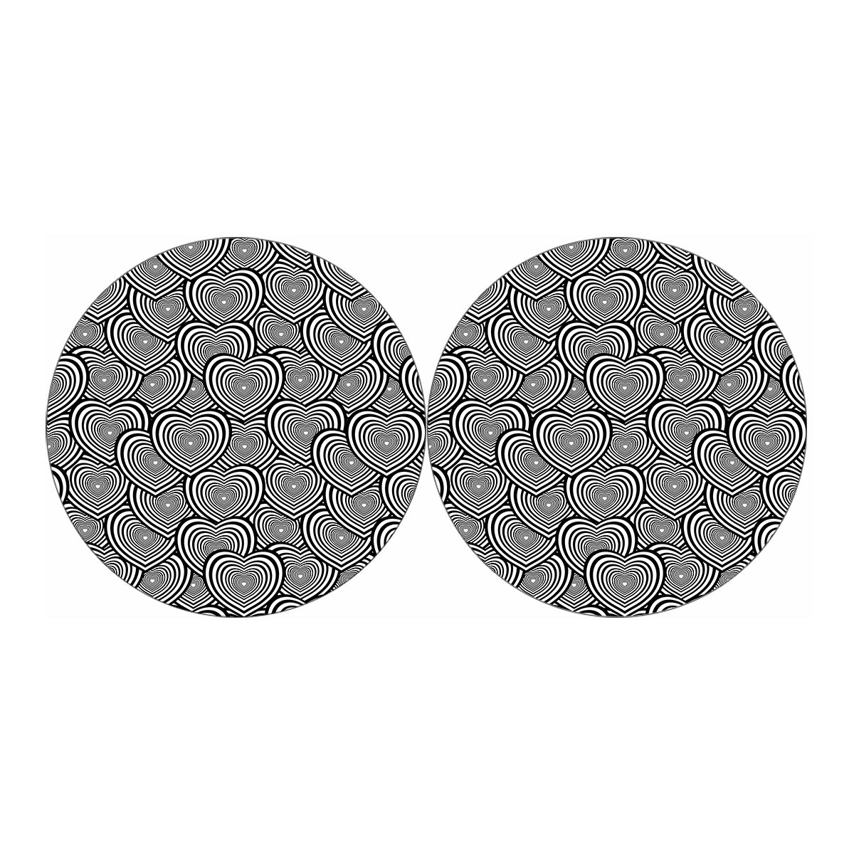 Psychedelic Heart Pattern Print Car Coasters