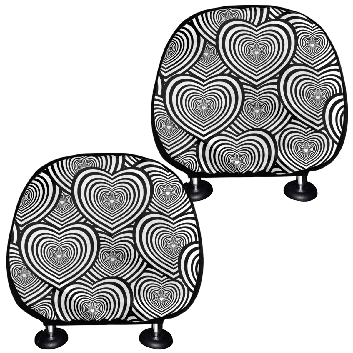 Psychedelic Heart Pattern Print Car Headrest Covers