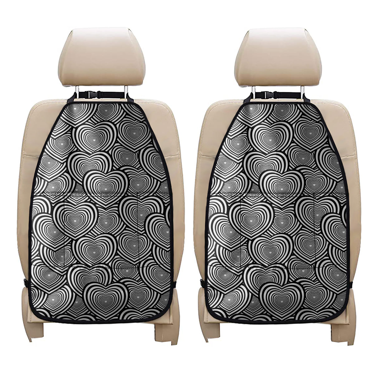 Psychedelic Heart Pattern Print Car Seat Organizers