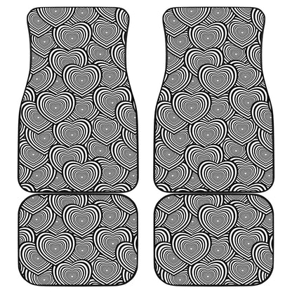 Psychedelic Heart Pattern Print Front and Back Car Floor Mats