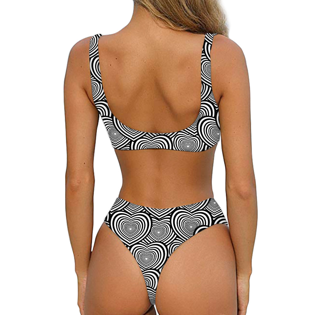 Psychedelic Heart Pattern Print Front Bow Tie Bikini