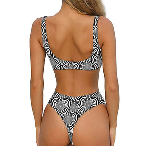 Psychedelic Heart Pattern Print Front Bow Tie Bikini