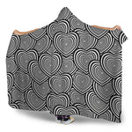 Psychedelic Heart Pattern Print Hooded Blanket