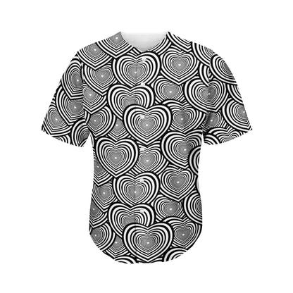 Psychedelic Heart Pattern Print Men's Baseball Jersey