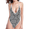 Psychedelic Heart Pattern Print One Piece High Cut Swimsuit