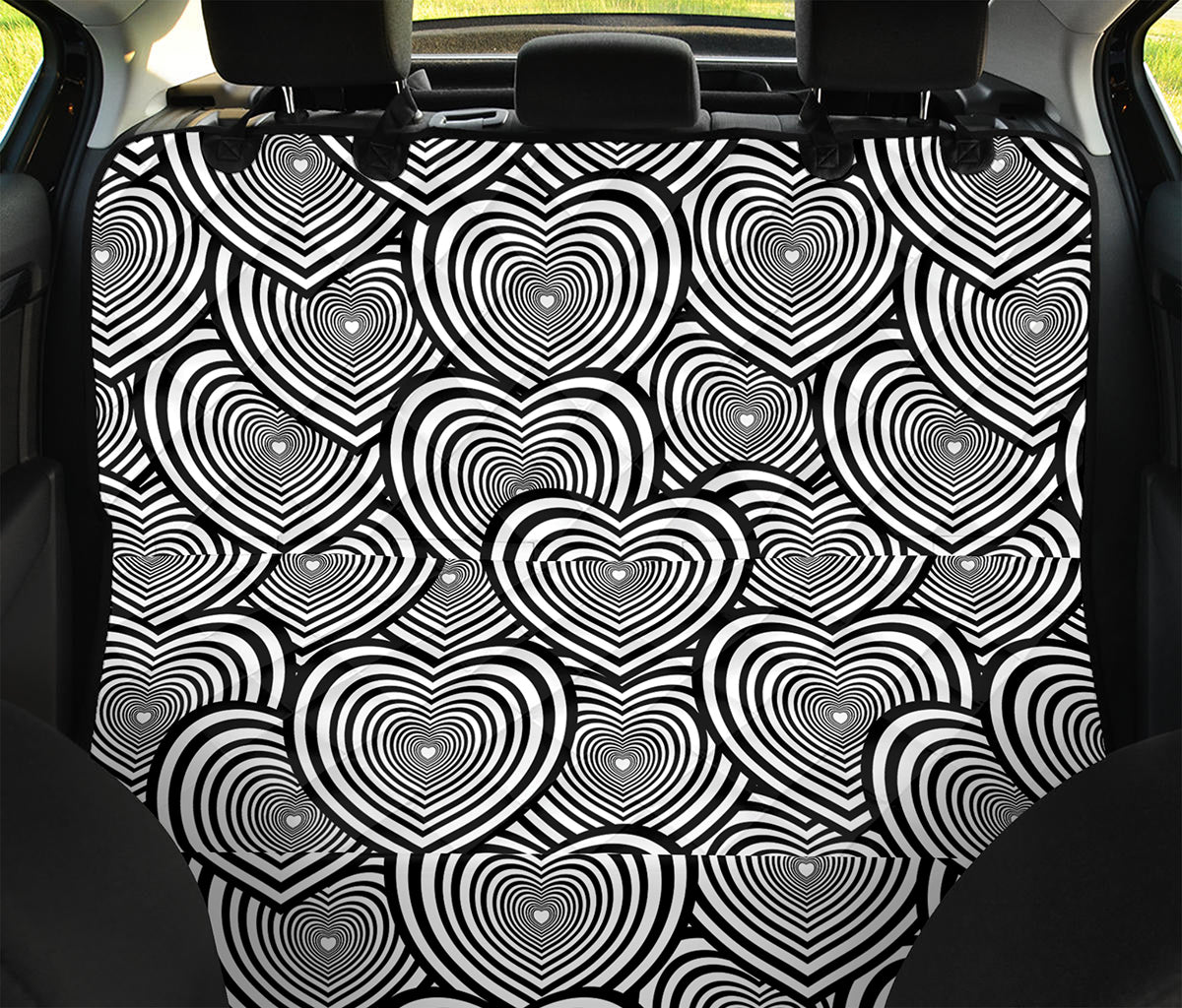 Psychedelic Heart Pattern Print Pet Car Back Seat Cover