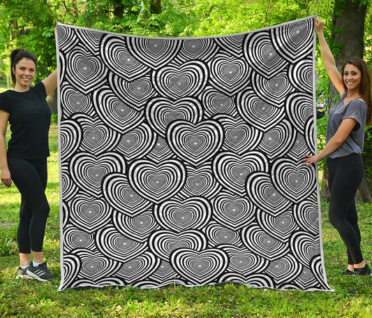 Psychedelic Heart Pattern Print Quilt