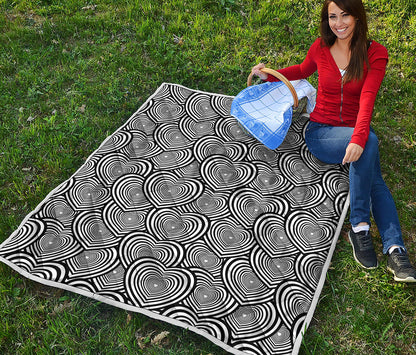 Psychedelic Heart Pattern Print Quilt