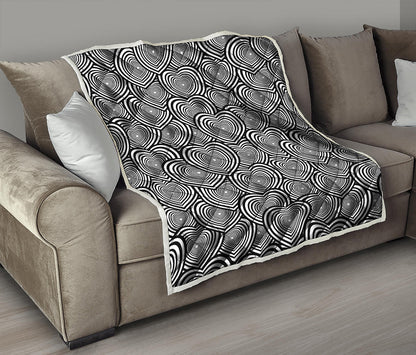 Psychedelic Heart Pattern Print Quilt