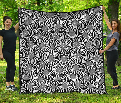 Psychedelic Heart Pattern Print Quilt