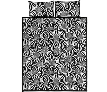 Psychedelic Heart Pattern Print Quilt Bed Set