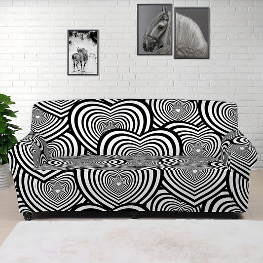 Psychedelic Heart Pattern Print Sofa Cover