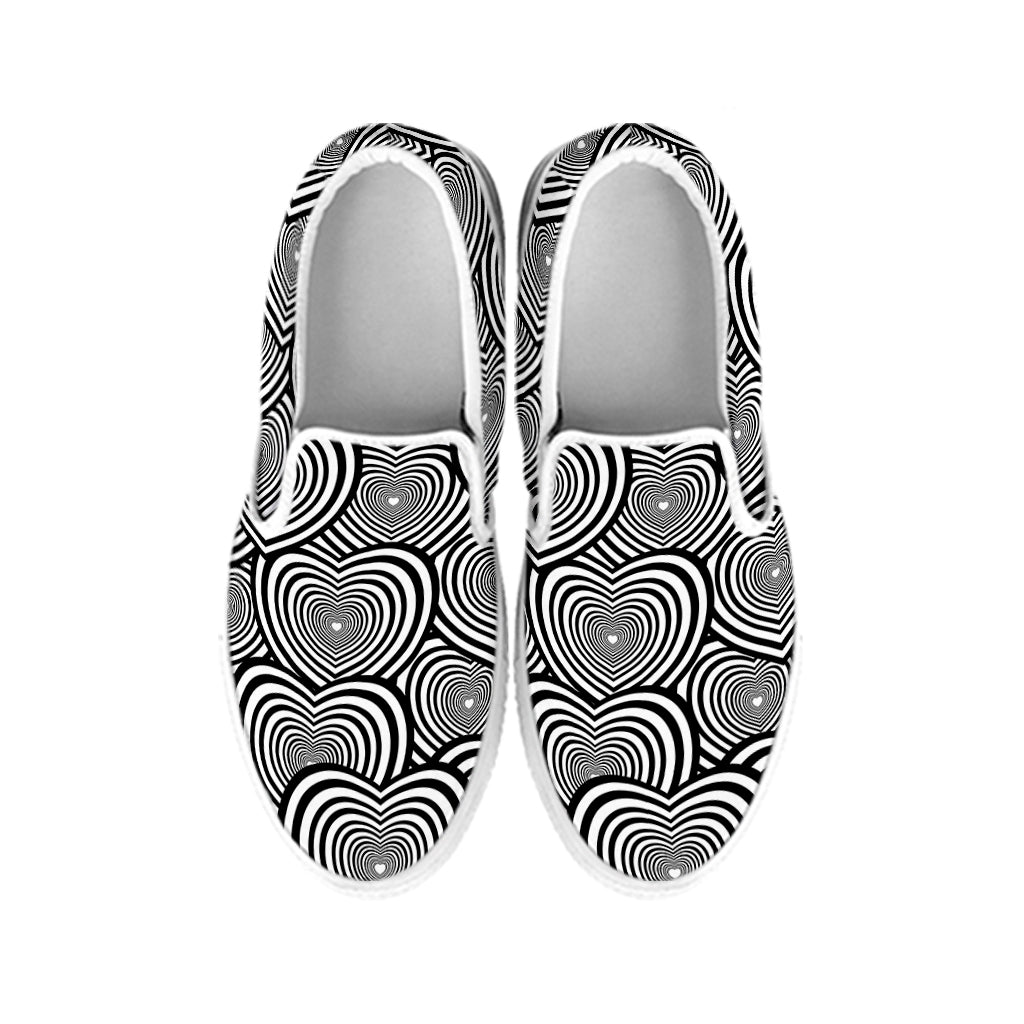 Psychedelic Heart Pattern Print White Slip On Shoes