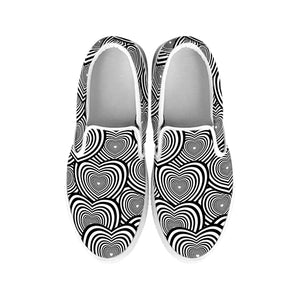 Psychedelic Heart Pattern Print White Slip On Shoes