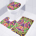Psychedelic Hippie Peace Sign Print 3 Piece Bath Mat Set