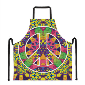 Psychedelic Hippie Peace Sign Print Apron