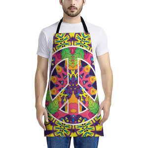 Psychedelic Hippie Peace Sign Print Apron