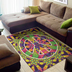 Psychedelic Hippie Peace Sign Print Area Rug