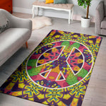 Psychedelic Hippie Peace Sign Print Area Rug
