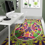Psychedelic Hippie Peace Sign Print Area Rug