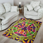 Psychedelic Hippie Peace Sign Print Area Rug