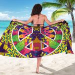 Psychedelic Hippie Peace Sign Print Beach Sarong Wrap