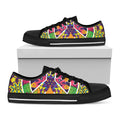 Psychedelic Hippie Peace Sign Print Black Low Top Sneakers