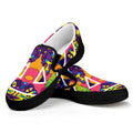Psychedelic Hippie Peace Sign Print Black Slip On Sneakers